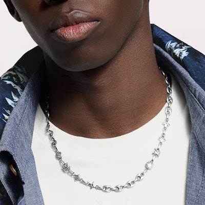 LOUIS VUITTON Rantai Leher Monogram Perak Aksesori Fesyen Lelaki. M02741 Shop LOUIS VUITTON Rantai Leher Monogram Perak Aksesori Fesyen Lelaki. M02741