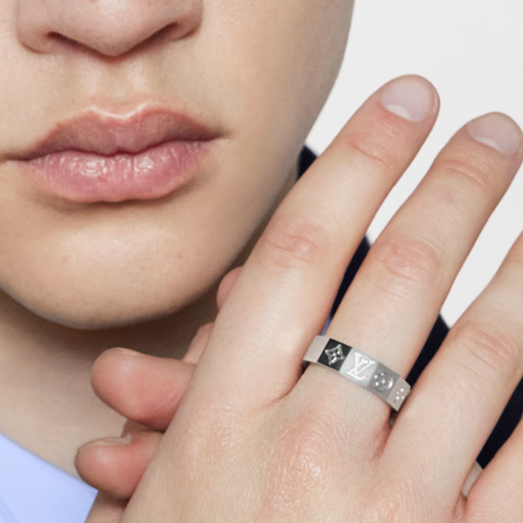 Shop LOUIS VUITTON Silver Monogram Ring for Men - Silver. M1208M