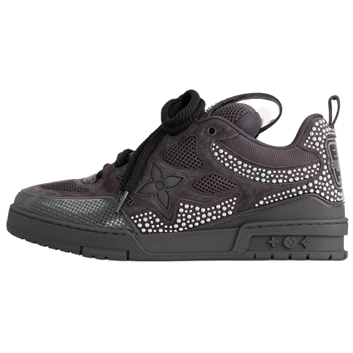 Louis Vuitton Skate Leather Low-Top Sneakers Grey Lace-Up Studded Design 1ACEI0