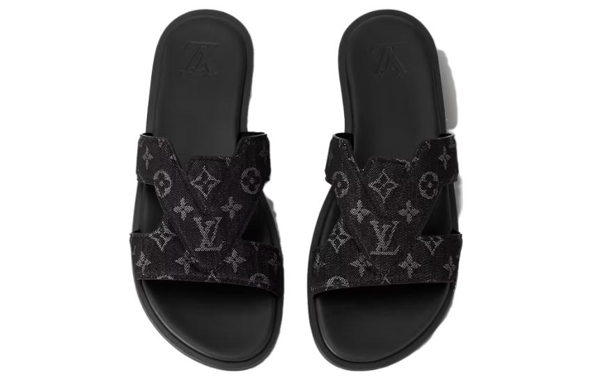 Shop Louis Vuitton Selipar 'Kulit Hitam' 1AC69H