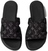 路易威登 皮革 百搭舒適 一字拖鞋 男款 黑色 Shop 路易威登 皮革 百搭舒適 一字拖鞋 男款 黑色