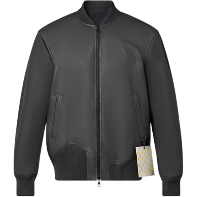 LOUIS VUITTON Slim Fit Reversible Leather Jacket Dark Gray 1A9G8Z