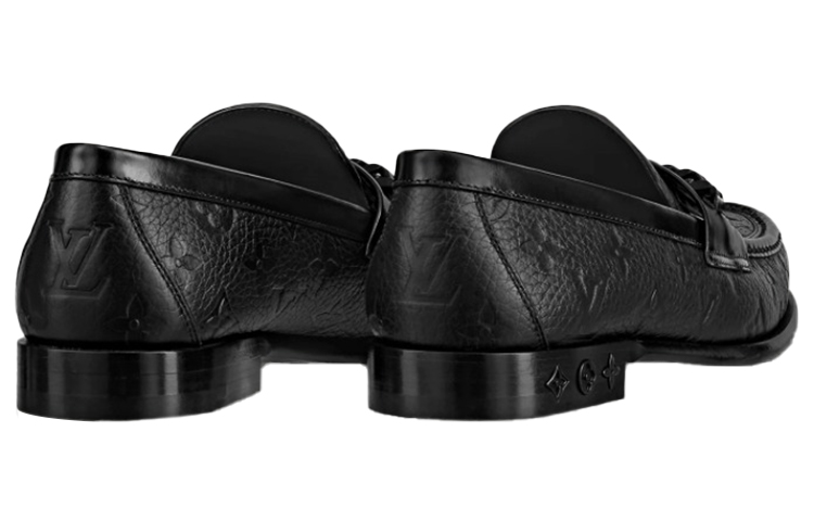 Shop LOUIS VUITTON 皮革 標誌套腳 休閒鞋 男款 黑色