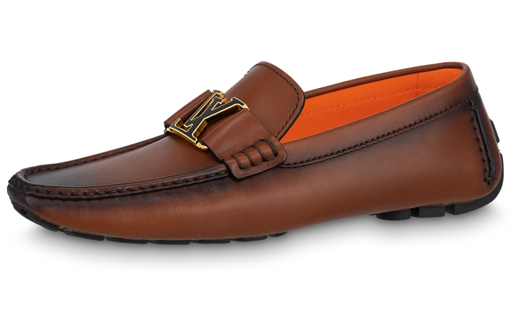 Buy 路易威登 牛皮 套腳 簡約 平底 休閒 皮鞋 男款 棕色