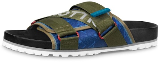 Louis Vuitton Slip-On Round-Toe Flat 'Fashion Slide' Men's 'Blue Green' 1A416Q Louis Vuitton Slip-On Round-Toe Flat 'Fashion Slide' Men's 'Blue Green' 1A416Q
