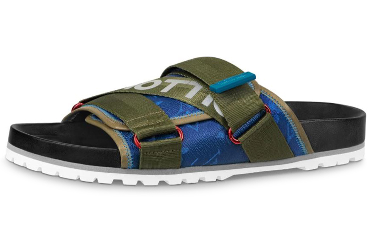 Buy Louis Vuitton Slip-On Rundzehen Herren Pantoletten ''Fashion Slide'' Blau Grün 1A416Q