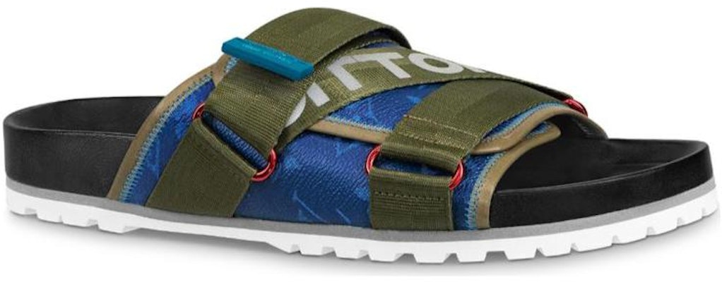 Louis Vuitton Slip-On Round-Toe Flat 'Fashion Slide' Men's 'Blue Green' 1A416Q Order Louis Vuitton Slip-On Round-Toe Flat 'Fashion Slide' Men's 'Blue Green' 1A416Q