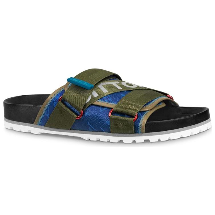 Order Louis Vuitton Slip-On Rundzehen Herren Pantoletten ''Fashion Slide'' Blau Grün 1A416Q