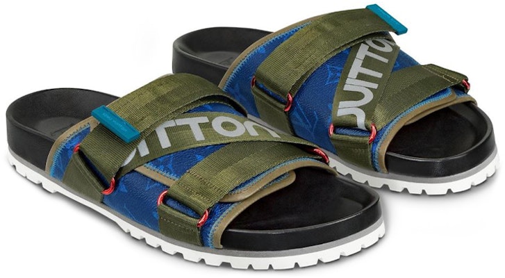 Louis Vuitton Slip-On Round-Toe Flat 'Fashion Slide' Men's 'Blue Green' 1A416Q Lookbook Louis Vuitton Slip-On Round-Toe Flat 'Fashion Slide' Men's 'Blue Green' 1A416Q