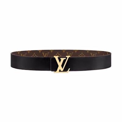 LOUIS VUITTON Smooth Buckle Leather Belt Unisex Black 4cm Width. M0566