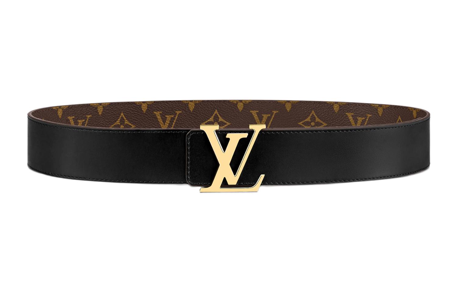 Order LOUIS VUITTON Sabuk Kulit Gesper Halus Unisex Hitam Lebar 4cm. M0566