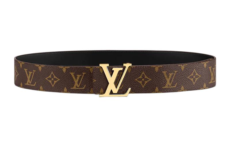Shop LOUIS VUITTON Sabuk Kulit Gesper Halus Unisex Hitam Lebar 4cm. M0566