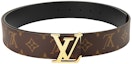 Details for LOUIS VUITTON Smooth Buckle Leather Belt Unisex Black 4cm Width. M0566
