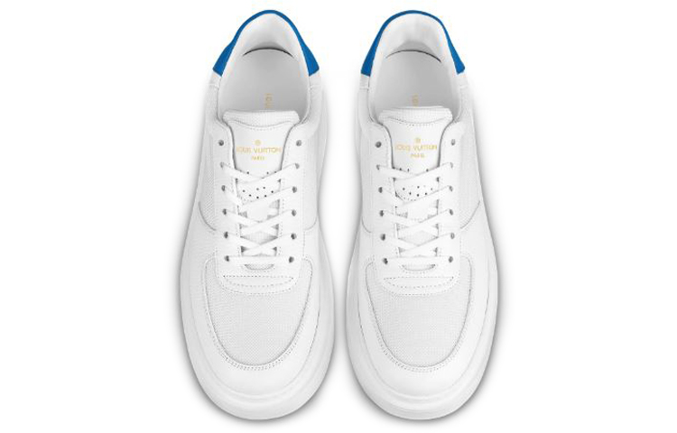 Shop Louis Vuitton 路易威登 Beverly Hills 小牛皮 藍尾 運動鞋 白色