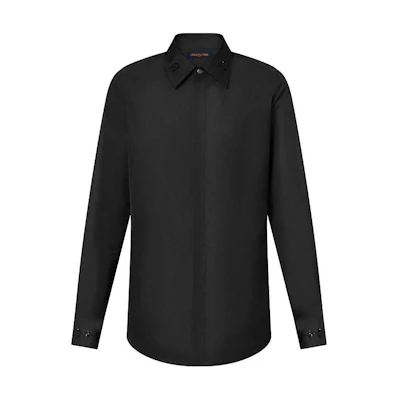 LOUIS VUITTON Solid Black Long Sleeve Shirt for Men 1AFJXE
