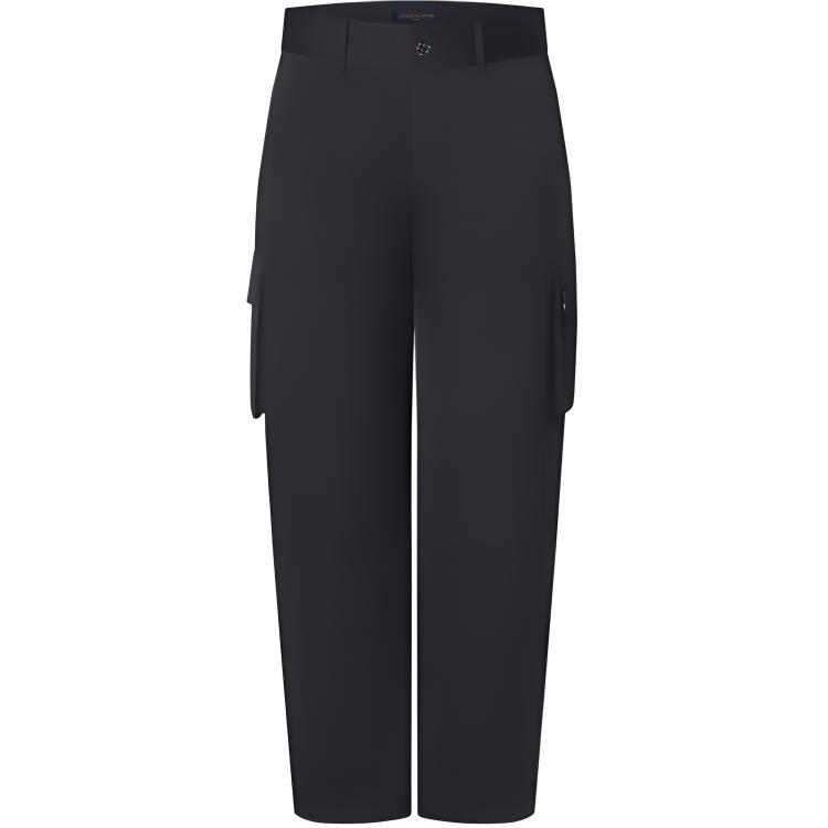 LOUIS VUITTON Solid Black Straight-Leg Cargo Pants with Side Pockets 1A9A2T