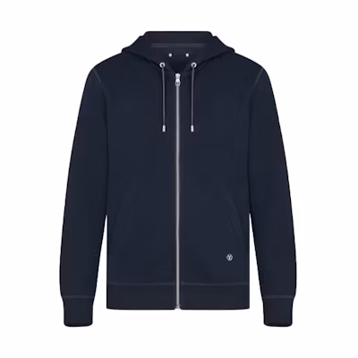 Louis Vuitton Solid Drawstring Zip Hoodie Jacket Navy Blue Men’s 1A47RN