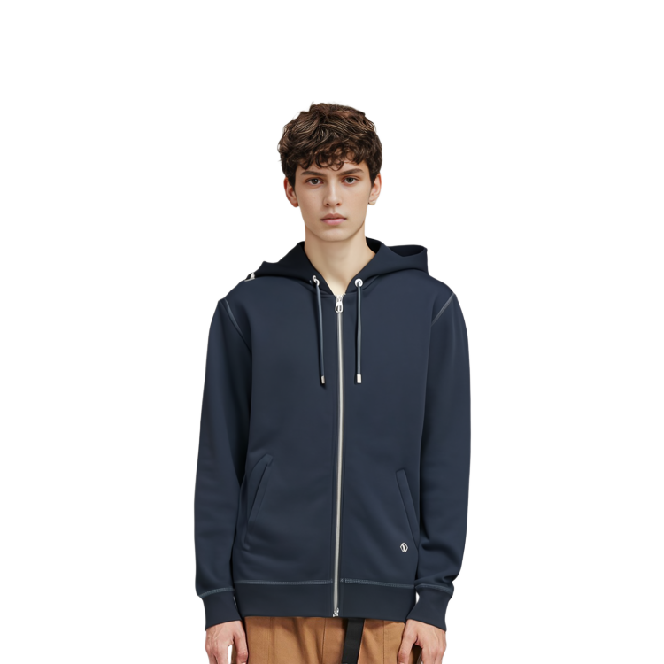 Louis Vuitton Solid Drawstring Zip Hoodie Jacket Navy Blue Men’s 1A47RN 圖 5