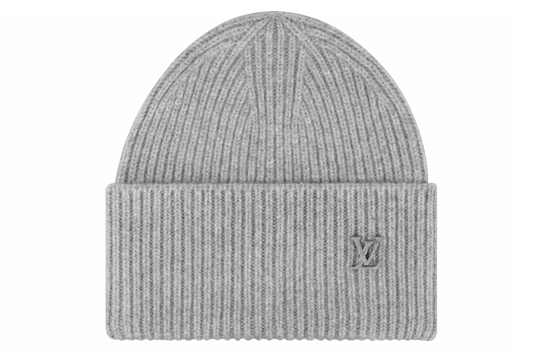 LOUIS VUITTON Solid Logo Cotton Beanie Men’s Grey MP3248