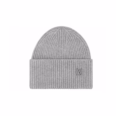 LOUIS VUITTON Solid Logo Cotton Beanie Men’s Grey MP3248