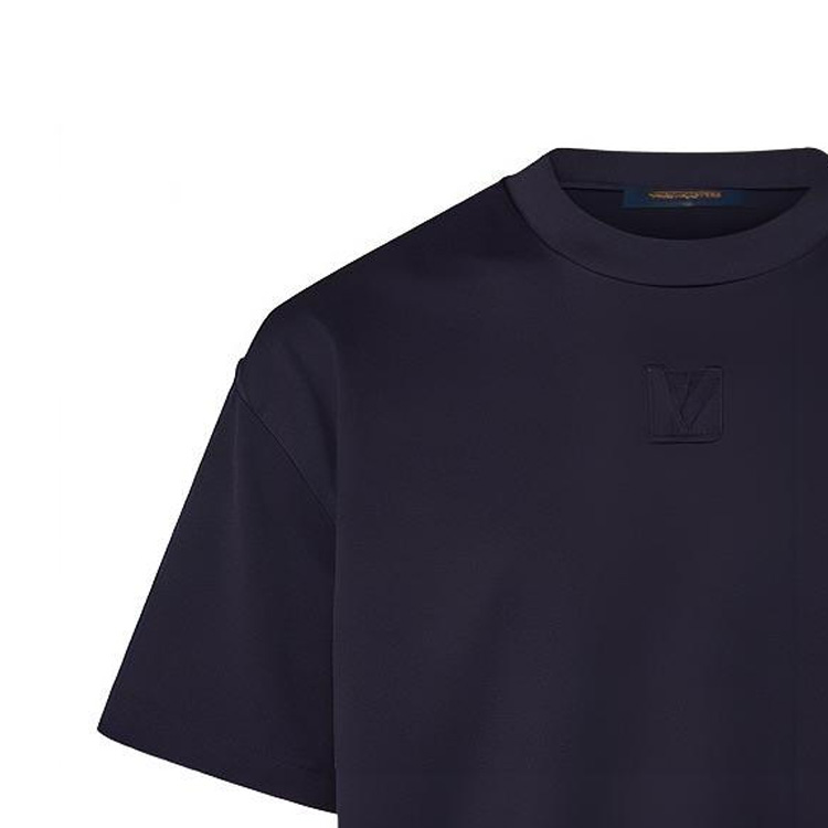 Details for Camiseta Negra para Hombre Louis Vuitton Logo Sólido Cuello Redondo. 1AATS8