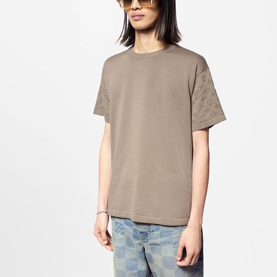 LOUIS VUITTON Solid Logo Print Crewneck Short Sleeve T-Shirt SS24 Brown Mens. 1AFQA6 圖 3