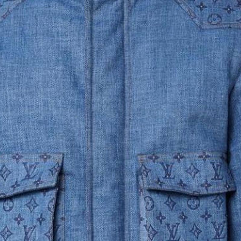 LOUIS VUITTON Solid Logo Stand Collar Pocket Full Print Jacket Blue Men 1AATPP 圖 4