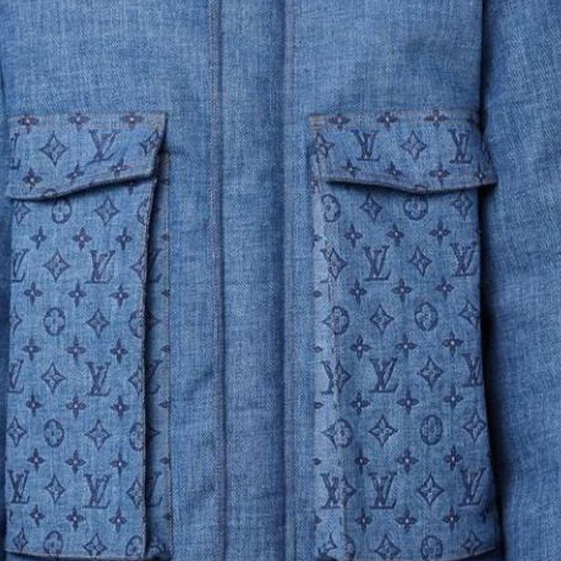LOUIS VUITTON Solid Logo Stand Collar Pocket Full Print Jacket Blue Men 1AATPP 圖 5