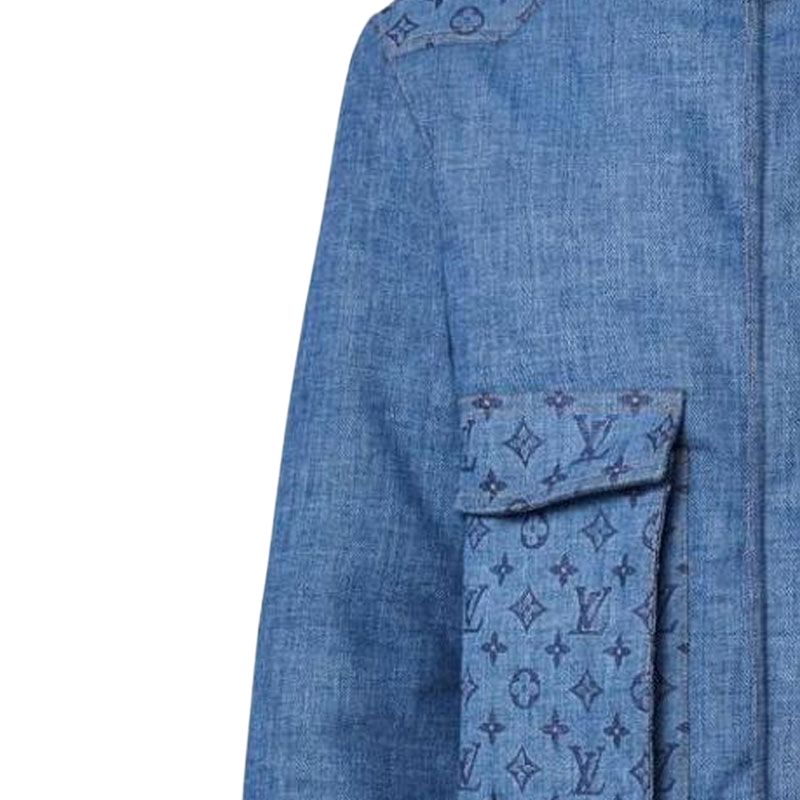 LOUIS VUITTON Solid Logo Stand Collar Pocket Full Print Jacket Blue Men 1AATPP 圖 7
