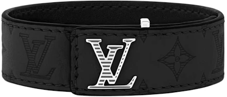 LOUIS VUITTON Solid Monogram Leather Bracelet Black M4165D LOUIS VUITTON Solid Monogram Leather Bracelet Black M4165D
