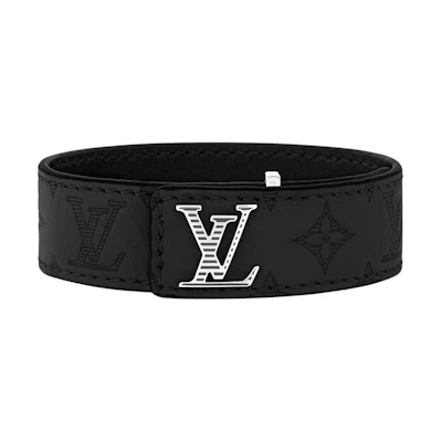 LOUIS VUITTON Solid Monogram Leather Bracelet Black M4165D