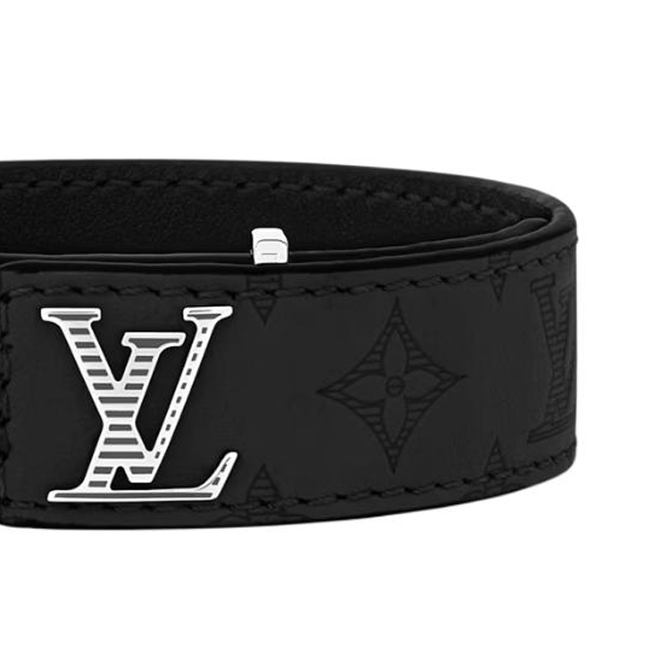 Shop ルイヴィトン ソリッド モノグラム レザー ブレスレット ブラック M4165D