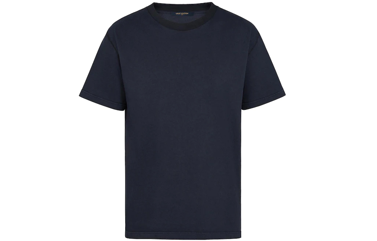 Order 루이비통 솔리드 네이비 블루 릴랙스 크루넥 반팔 티셔츠 1A7XSB