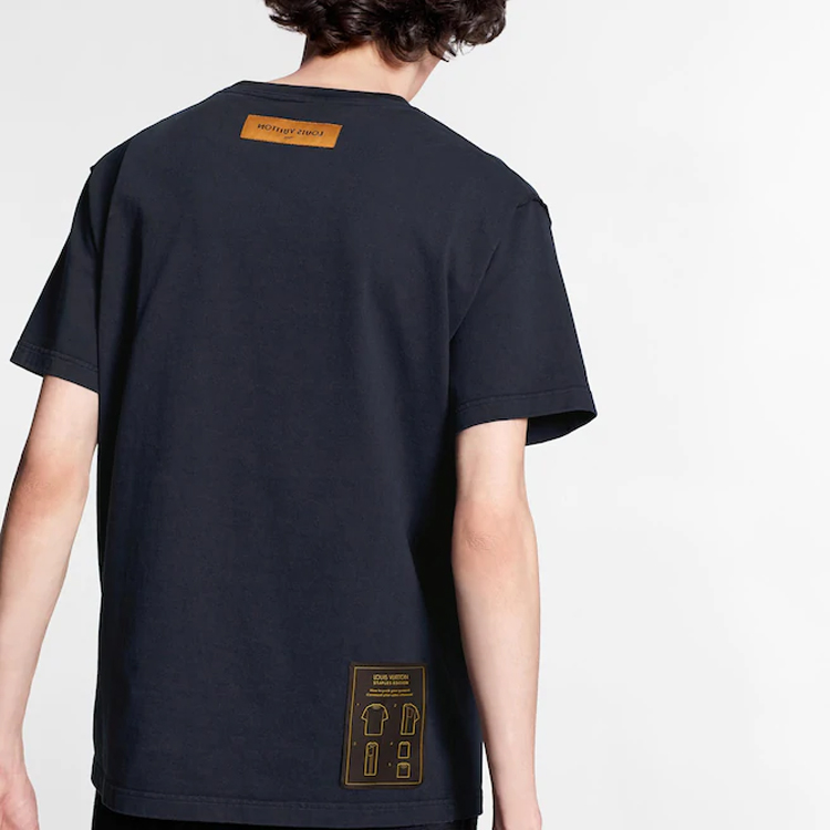 Details for 루이비통 솔리드 네이비 블루 릴랙스 크루넥 반팔 티셔츠 1A7XSB