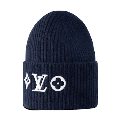 LOUIS VUITTON Solid Wool Beanie Navy Blue Unisex Couple Style M94852