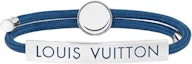 Buy LOUIS VUITTON Space Logo Engraved Blue Metal Bracelet for Men. M00920