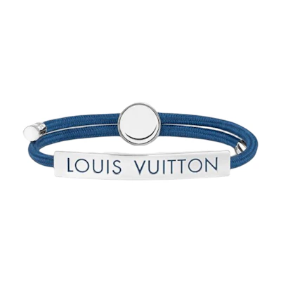 LOUIS VUITTON Space Logo Engraved Blue Metal Bracelet for Men. M00920