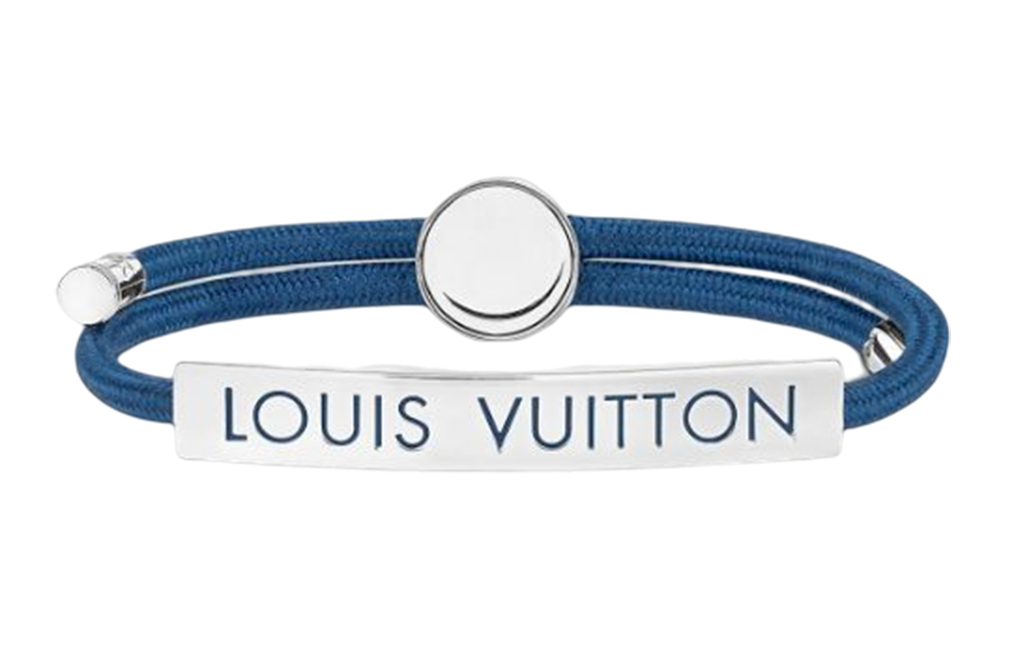 Order LOUIS VUITTON Space Logo Engraved Blue Metal Bracelet for Men. M00920