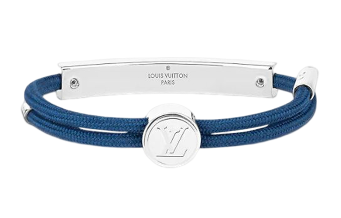 Shop LOUIS VUITTON Space Logo Engraved Blue Metal Bracelet for Men. M00920
