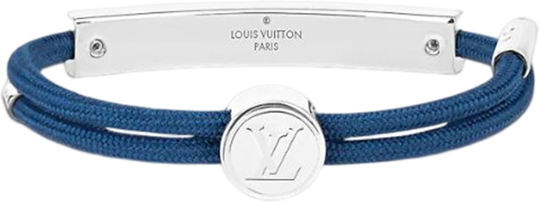 LOUIS VUITTON Space Logo Engraved Blue Metal Bracelet for Men. M00920 Shop LOUIS VUITTON Space Logo Engraved Blue Metal Bracelet for Men. M00920