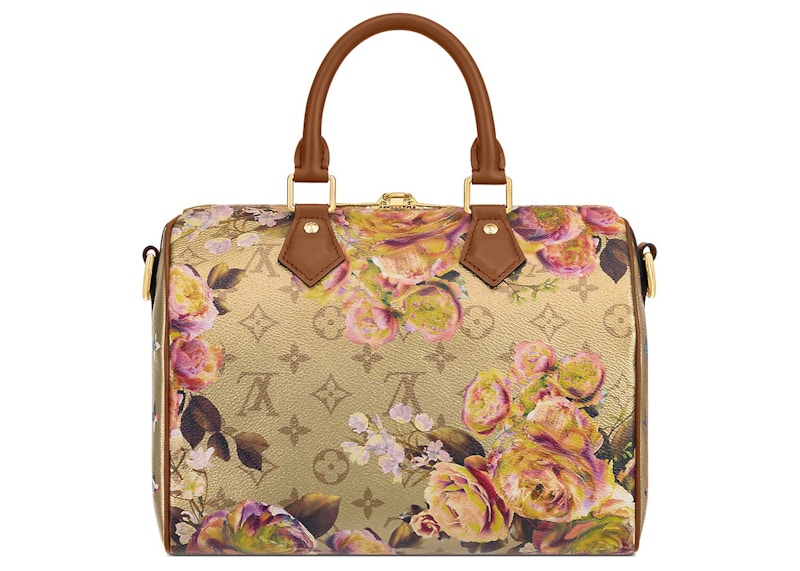 Order Louis Vuitton Speedy Bandouliere 25 Corak Bunga Emas