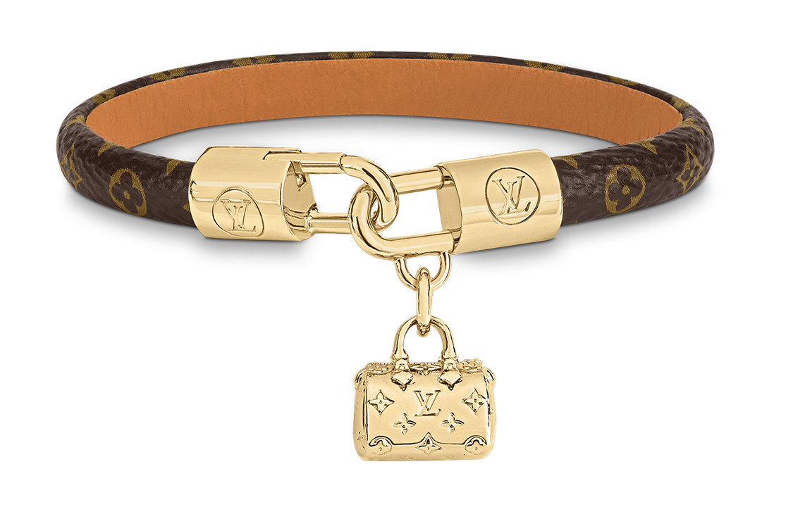 LOUIS VUITTON Speedy Charm Classic Monogram Canvas Bracelet Unisex Gold. M8031F