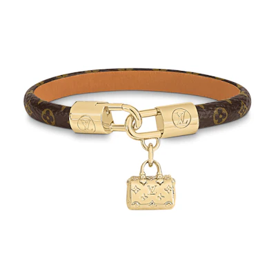 LOUIS VUITTON Speedy Charm Classic Monogram Canvas Bracelet Unisex Gold. M8031F
