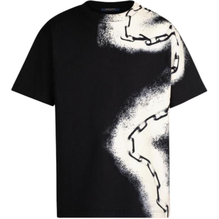 Louis Vuitton Spray Chain Print Short Sleeve T-Shirt Black 1A5VS