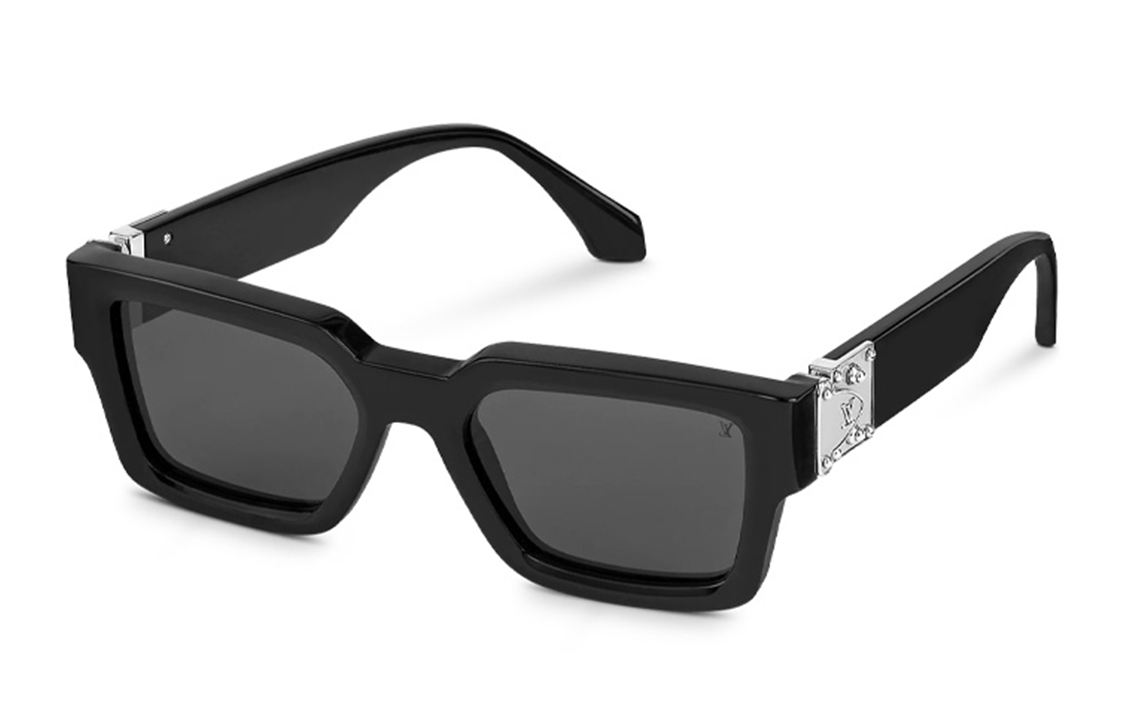 Louis Vuitton Square Sunglasses Silver/Black Frame Shades Z1414E