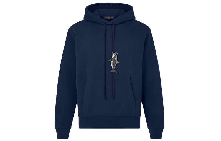 LOUIS VUITTON SS21 Beaded Shark Hoodie Blue . 1A8R2R
