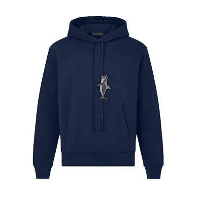 LOUIS VUITTON SS21 Beaded Shark Hoodie Blue . 1A8R2R