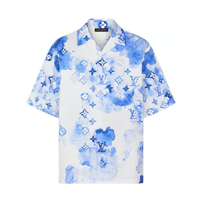 LOUIS VUITTON SS21 Blue Ink Print Short Sleeve Shirt 1A8R0M