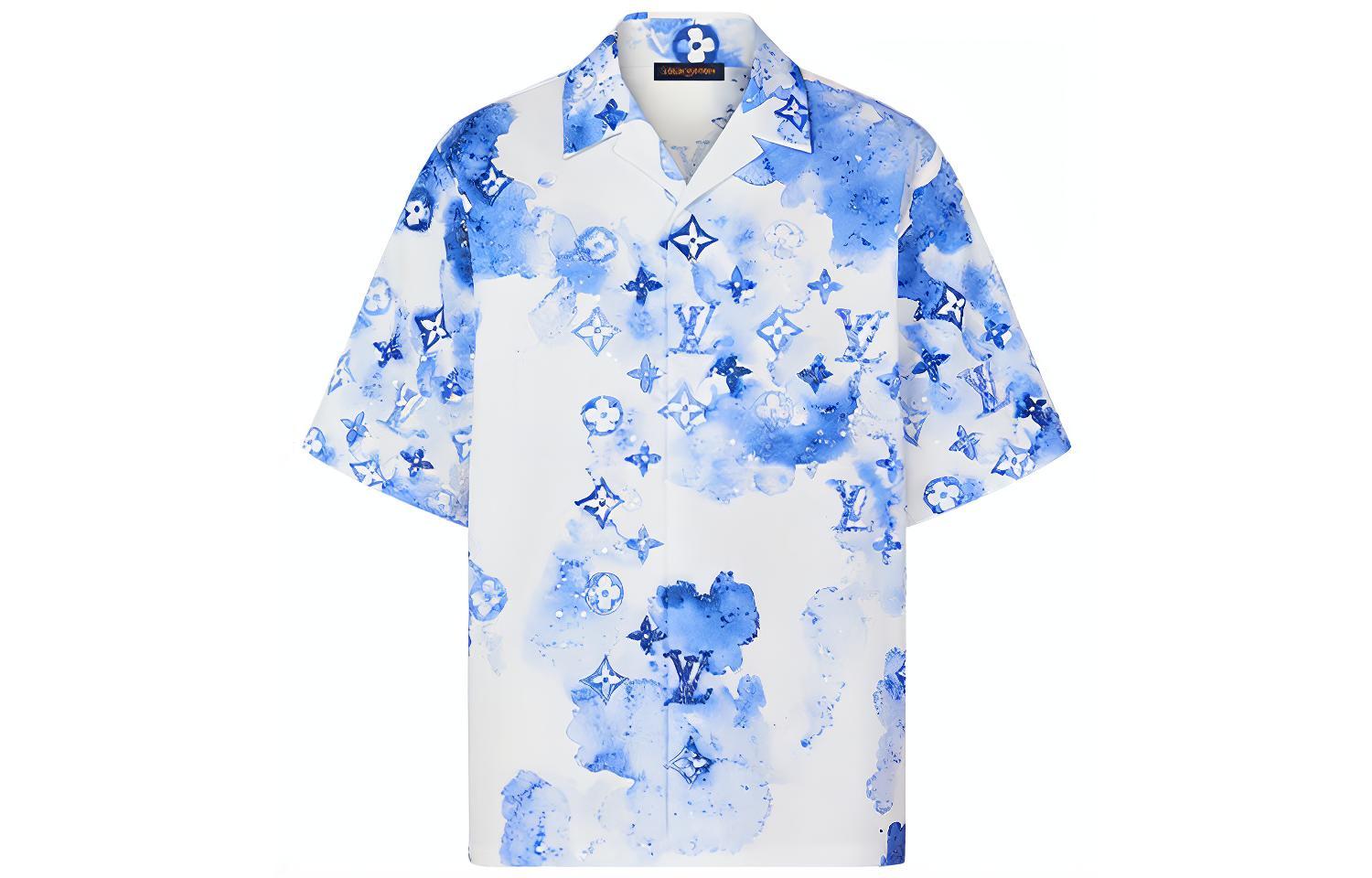 LOUIS VUITTON SS21 Blue Ink Print Short Sleeve Shirt 1A8R0M 圖 2