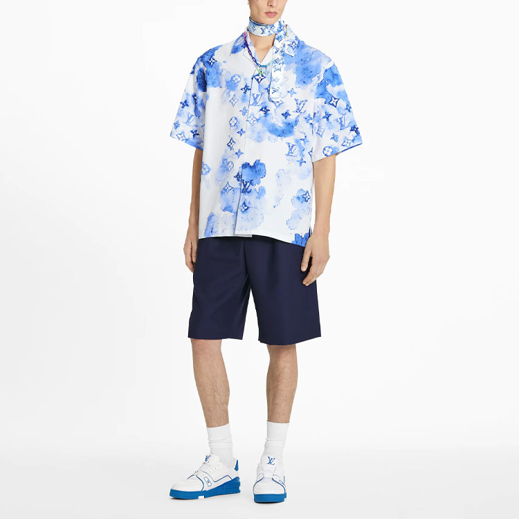 LOUIS VUITTON SS21 Blue Ink Print Short Sleeve Shirt 1A8R0M 圖 3